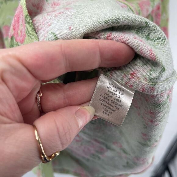 NWT Christopher & Banks linen Pink Floral Patterned blazer Jacket large NEW - Picture 10 of 12